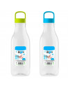 Tradineur - Pack de 2 botellas de plástico con asa, modelo To Go, reutilizables y reciclables, agua, senderismo, camping, fabric