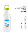 Tradineur - Pack de 2 botellas de plástico con asa, modelo To Go, reutilizables y reciclables, agua, senderismo, camping, fabric