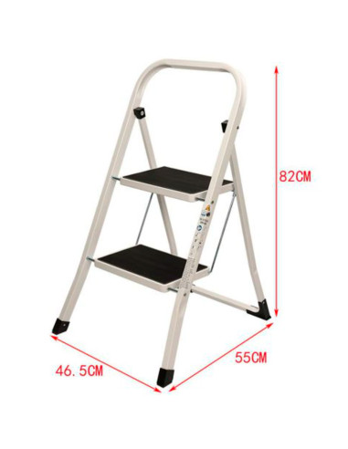 Tradineur - Escalera plegable metálica, 2 peldaños antideslizantes extra anchos y apoyabrazos, carga máx. 150 kg, multiusos, uso