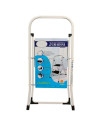 Tradineur - Escalera plegable metálica, 2 peldaños antideslizantes extra anchos y apoyabrazos, carga máx. 150 kg, multiusos, uso