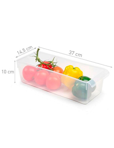 Tradineur - Cajón organizador reutilizable para frigorífico Nº 12, recipiente de plástico polipropileno con asa, almacenar fruta