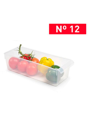 Tradineur - Cajón organizador reutilizable para frigorífico Nº 12, recipiente de plástico polipropileno con asa, almacenar fruta