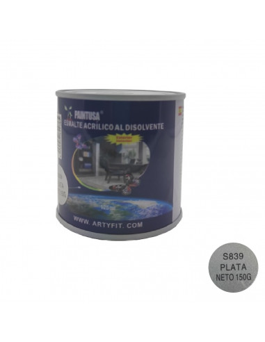 Paintusa - Bote de pintura en esmalte color plata S839 125 ml, válido para todo tipo de superficies de interior y exterior