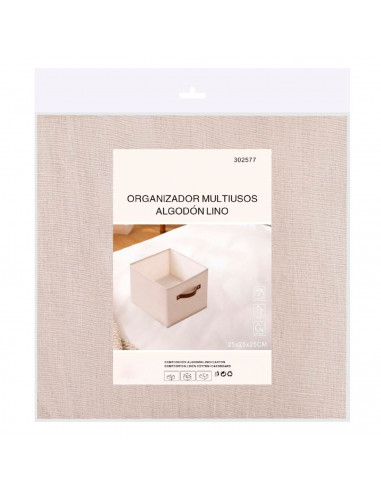 Tradineur - Organizador cuadrado de tela con asa, cajón plegable de algodón, ordenación, ropa, armario, almacenamiento, separado