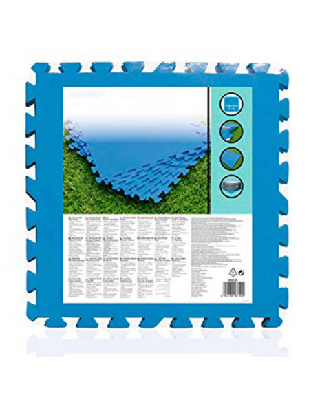Protector de suelo para piscina, set de 9 piezas de 50 x 50 cm, color azul, 4 mm de grosor. Tapete, alfombra puzzle protectora,
