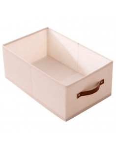 Tradineur - Organizador rectangular de tela con asa, cajón plegable de algodón, ordenación, ropa, armario, almacenamiento, separ