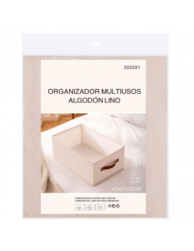 Tradineur - Organizador rectangular de tela con asa, cajón plegable de algodón, ordenación, ropa, armario, almacenamiento, separ