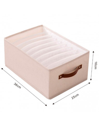 Tradineur - Organizador de tela con asa, 9 bolsillos, algodón, cajón plegable, ordenación, ropa, armario, almacenamiento, 36 x 2
