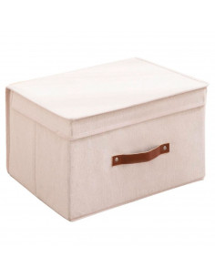 Tradineur - Organizador rectangular de tela con asa y tapa, caja plegable de algodón, ordenación, ropa, armario, almacenamiento,