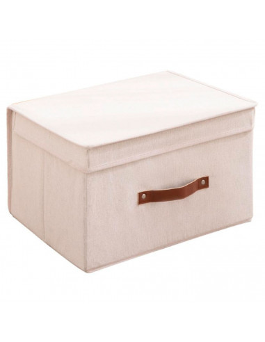 Tradineur - Organizador rectangular de tela con asa y tapa, caja plegable de algodón, ordenación, ropa, armario, almacenamiento,