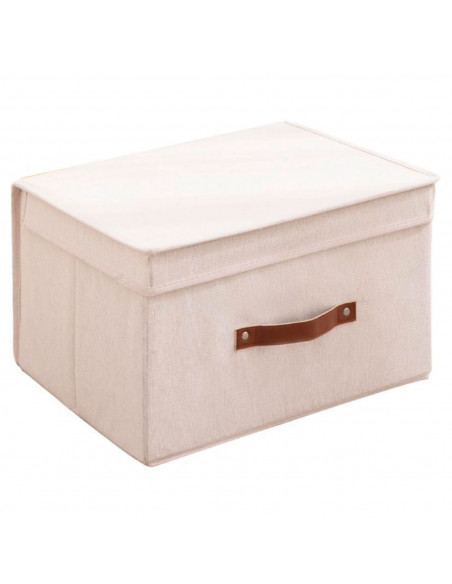 Tradineur - Organizador rectangular de tela con asa y tapa, caja plegable de algodón, ordenación, ropa, armario, almacenamiento,