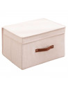 Tradineur - Organizador rectangular de tela con asa y tapa, caja plegable de algodón, ordenación, ropa, armario, almacenamiento,