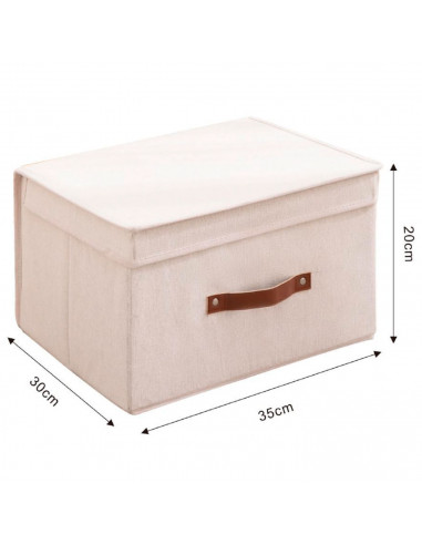 Tradineur - Organizador rectangular de tela con asa y tapa, caja plegable de algodón, ordenación, ropa, armario, almacenamiento,