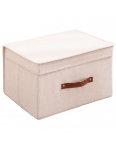 Tradineur - Organizador rectangular de tela con asa y tapa, caja plegable de algodón, ordenación, ropa, armario, almacenamiento,