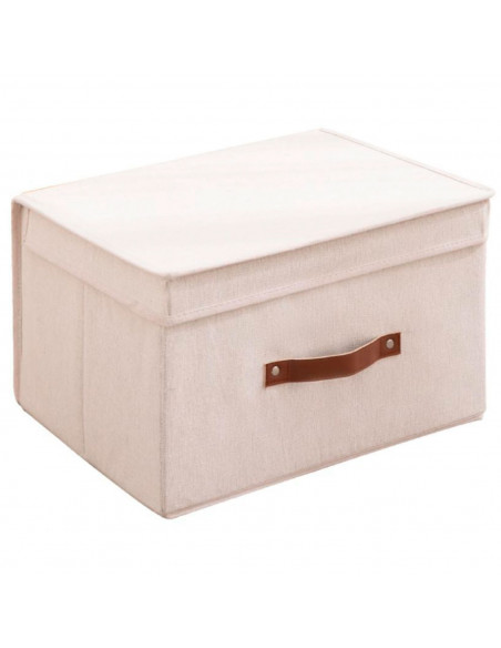 Tradineur - Organizador rectangular de tela con asa y tapa, caja plegable de algodón, ordenación, ropa, armario, almacenamiento,