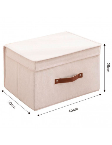 Tradineur - Organizador rectangular de tela con asa y tapa, caja plegable de algodón, ordenación, ropa, armario, almacenamiento,