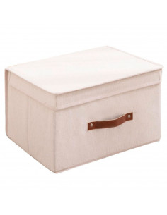 Tradineur - Organizador rectangular de tela con asa y tapa, caja plegable de algodón, ordenación, ropa, armario, almacenamiento,