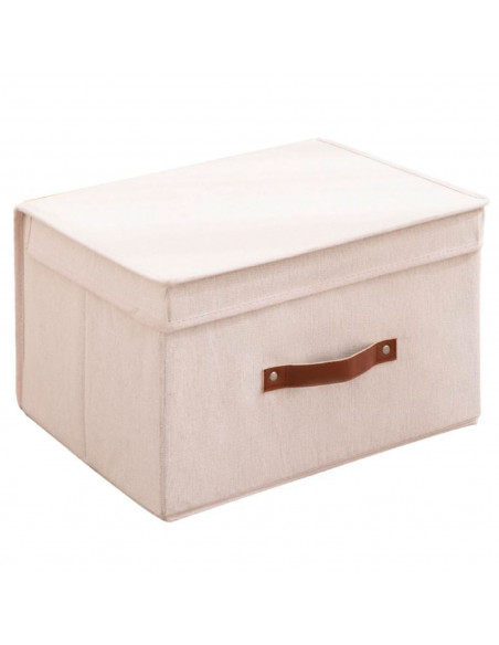 Tradineur - Organizador rectangular de tela con asa y tapa, caja plegable de algodón, ordenación, ropa, armario, almacenamiento,