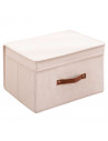 Tradineur - Organizador rectangular de tela con asa y tapa, caja plegable de algodón, ordenación, ropa, armario, almacenamiento,