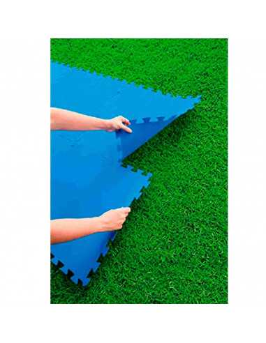 Protector de suelo para piscina, set de 9 piezas de 50 x 50 cm, color azul, 4 mm de grosor. Tapete, alfombra puzzle protectora,