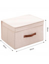 Tradineur - Organizador rectangular de tela con asa y tapa, caja plegable de algodón, ordenación, ropa, armario, almacenamiento,