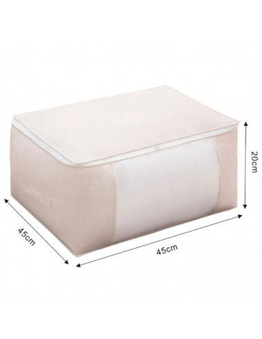 Tradineur - Organizador de tela con cremallera, caja plegable de algodón, ordenación, ropa, armario, almacenamiento, 45 x 45 x 2