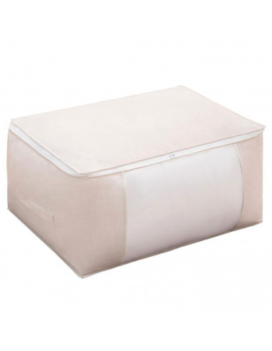 Tradineur - Organizador rectangular de tela con cremallera, caja plegable de algodón, ordenación, ropa, armario, almacenamiento,