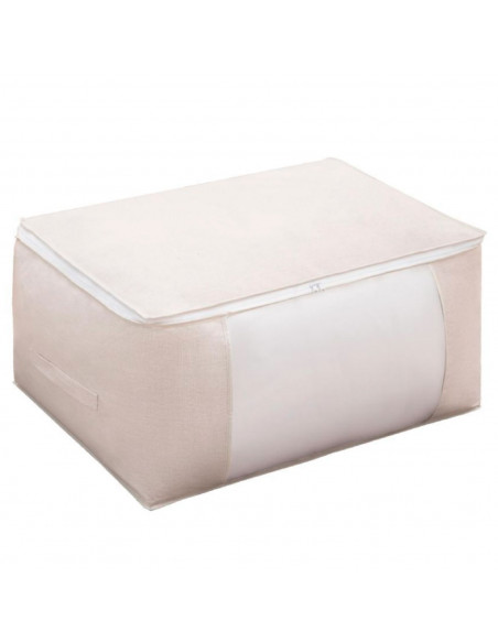 Tradineur - Organizador rectangular de tela con cremallera, caja plegable de algodón, ordenación, ropa, armario, almacenamiento,