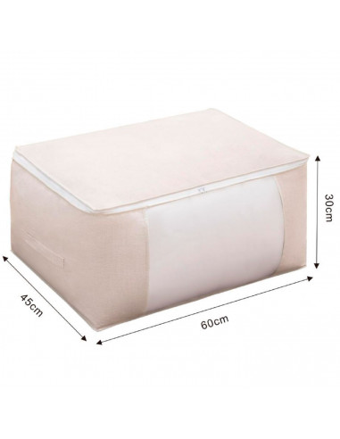 Tradineur - Organizador rectangular de tela con cremallera, caja plegable de algodón, ordenación, ropa, armario, almacenamiento,