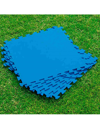 Protector de suelo para piscina, set de 9 piezas de 50 x 50 cm, color azul, 4 mm de grosor. Tapete, alfombra puzzle protectora,