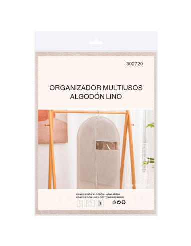 Tradineur - Funda de algodón para traje, incluye cremallera y ventana, transpirable, almacenamiento de ropa, abrigos, chaquetas,