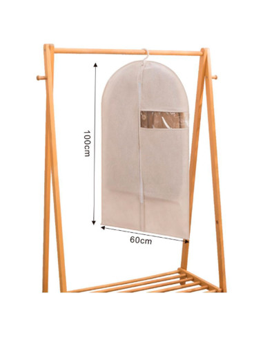 Tradineur - Funda de algodón para traje, incluye cremallera y ventana, transpirable, almacenamiento de ropa, abrigos, chaquetas,