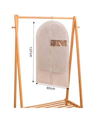 Tradineur - Funda de algodón para traje, incluye cremallera y ventana, transpirable, almacenamiento de ropa, abrigos, chaquetas,