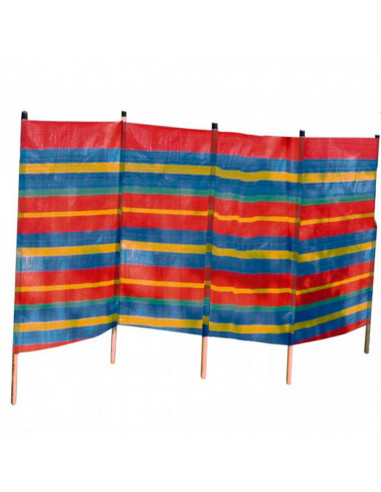 Paravientos para playa 400 x 120 cm, estampado. Protector de viento de rafia 4 paneles y 5 estacas, playa, acampada, camping y j