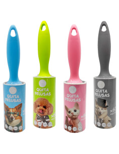 Tradineur - Pack de 4 rodillos quitapelusas, total 240 hojas extra adhesivas, eliminar pelos de mascotas y polvo, ropa, alfombra