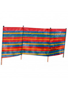 Paravientos de 4 palos con colores alegres y divertidos, de 300 x 120 cm, ideal para acampadas o para la playa. Protector para e