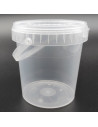 Tradineur - Pack de 6 cubos transparentes de plástico con tapa y asa, aptos para uso alimentario, herméticos y estables, fabrica