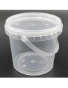 Tradineur - Pack de 6 cubos transparentes de plástico con tapa y asa, aptos para uso alimentario, herméticos y estables, fabrica