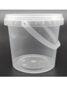 Tradineur - Pack de 6 cubos transparentes de plástico con tapa y asa, aptos para uso alimentario, herméticos y estables, fabrica