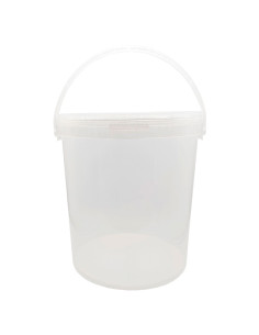 Tradineur - Cubo transparente de plástico con tapa y asa, hermético, estable y resistente, almacenaje, pintura, fabricado en Esp