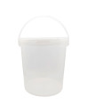 Tradineur - Cubo transparente de plástico con tapa y asa, hermético, estable y resistente, almacenaje, pintura, fabricado en Esp