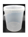 Tradineur - Cubo transparente de plástico con tapa y asa, hermético, estable y resistente, almacenaje, pintura, fabricado en Esp