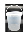Tradineur - Cubo transparente de plástico con tapa y asa, hermético, estable y resistente, almacenaje, pintura, fabricado en Esp