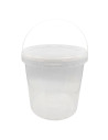 Tradineur - Cubo transparente de plástico con tapa y asa, apto para uso alimentario, hermético y estable, fabricado en España -