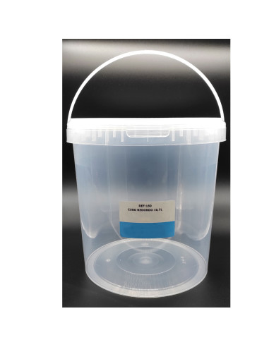 Tradineur - Cubo transparente de plástico con tapa y asa, apto para uso alimentario, hermético y estable, fabricado en España -