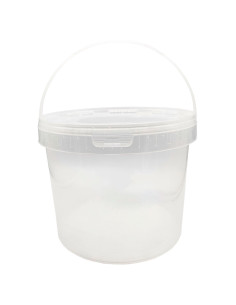 Tradineur - Cubo transparente de plástico con tapa y asa, apto para uso alimentario, hermético y estable, fabricado en España -
