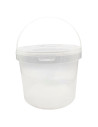 Tradineur - Cubo transparente de plástico con tapa y asa, apto para uso alimentario, hermético y estable, fabricado en España -
