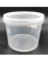Tradineur - Cubo transparente de plástico con tapa y asa, apto para uso alimentario, hermético y estable, fabricado en España -