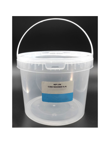 Tradineur - Cubo transparente de plástico con tapa y asa, apto para uso alimentario, hermético y estable, fabricado en España -