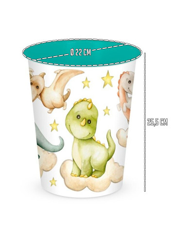 Tradineur - Papelera Infantil sin tapa con diseño de Dinosaurios - Capacidad de 6 Litros - Fabricado en Plástico - Cubo ligero y